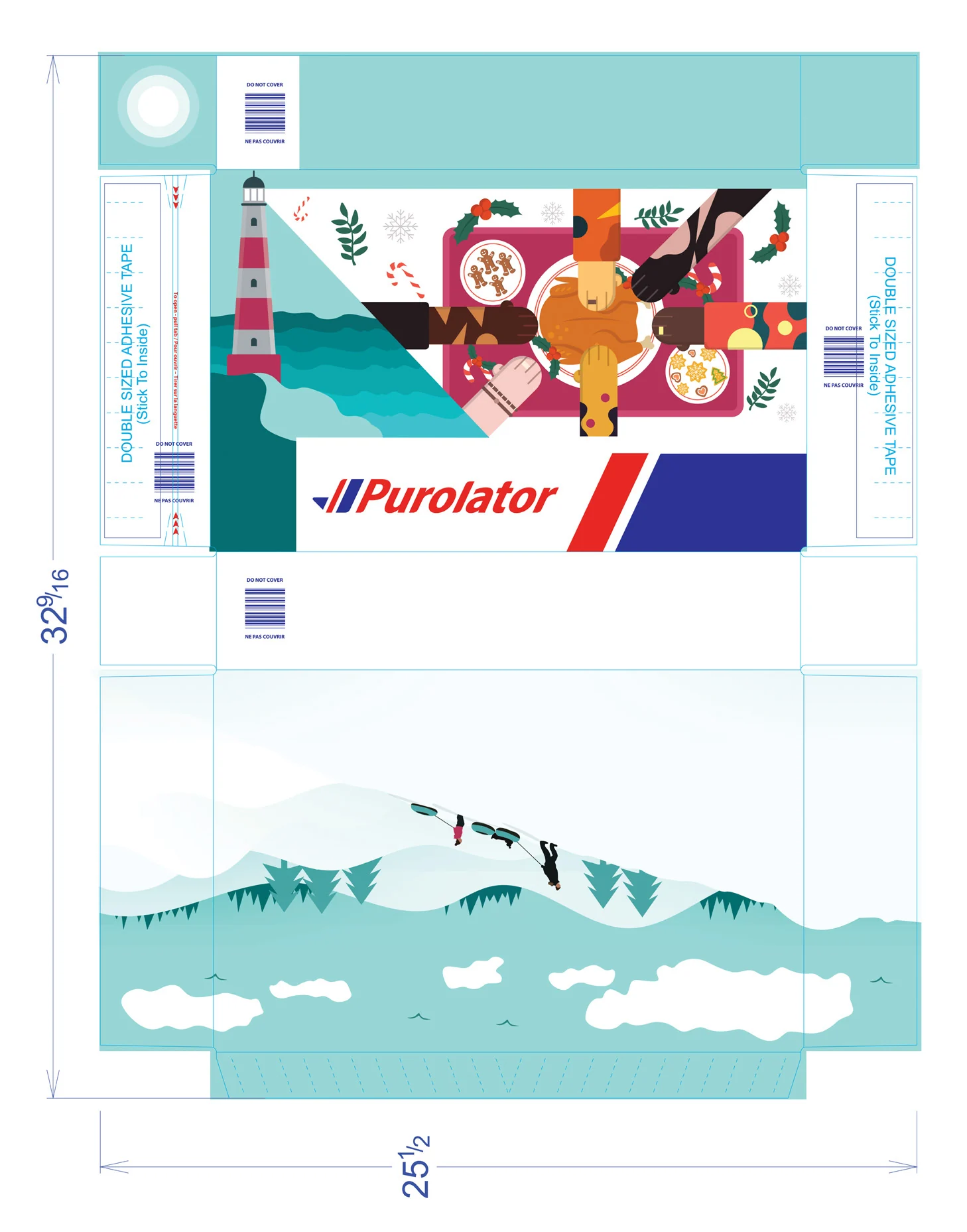 Purolator holiday artwork sketch